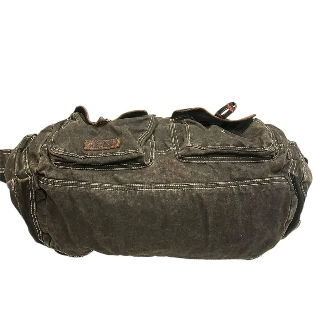 Bed stu military style leather/canvas bag